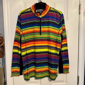 Lauren Ralph Lauren Active 1/4 Zip Pullover Womens Multicolor Stripe 2X